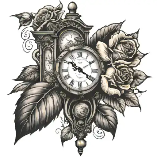 Grandfather Clock With A Rose