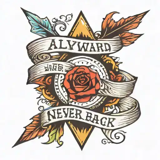Text Always Forward Never Back With An Arrow Design