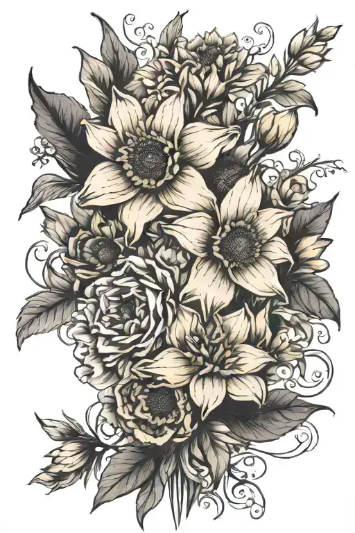 Daffodils And Sunflower Bouquet Wrapped