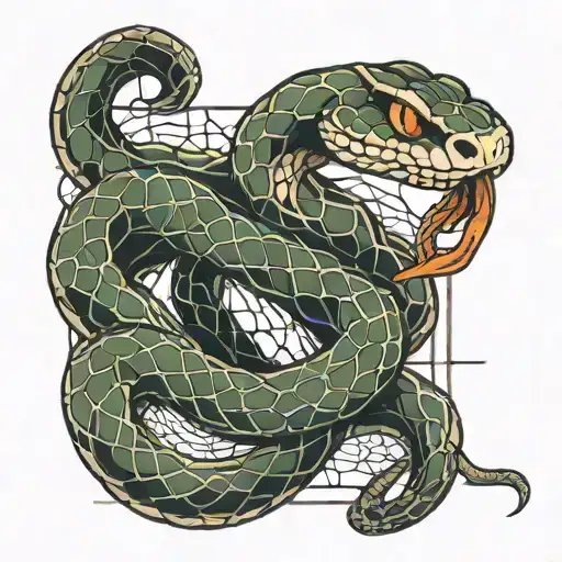 Snake Crossed In The Net