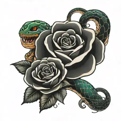 Snake And Rose Intertwined