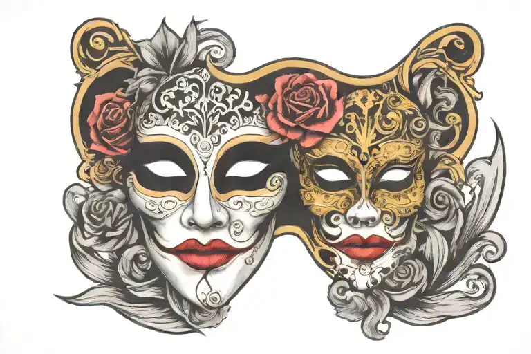 Phantom Of The Opera Mask With Sheet Music Notes