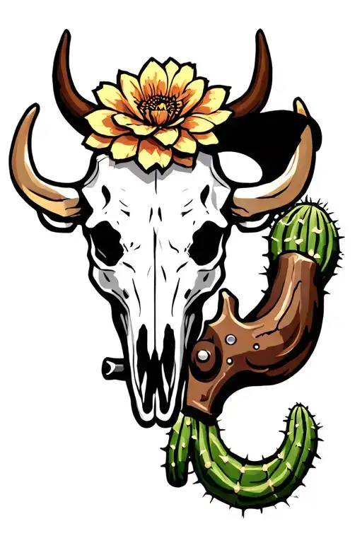 Western Cactus Bullskull Revolver