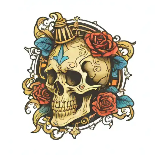 America's Time King Bead American Skeleton Diamond And Gold