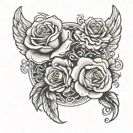 Two Roses With Angel Wings Holding