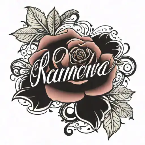 Name Tattoo With Rose Growing