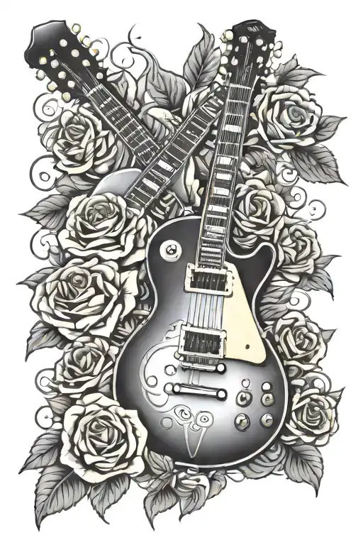Guitar Les Paul Guitar With Roses