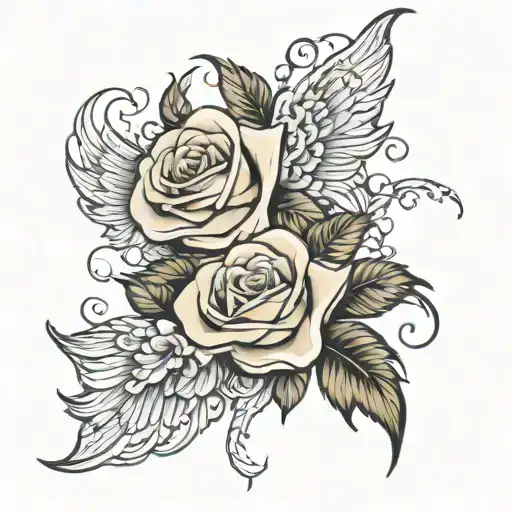 Two Roses With Angel Wings Coming