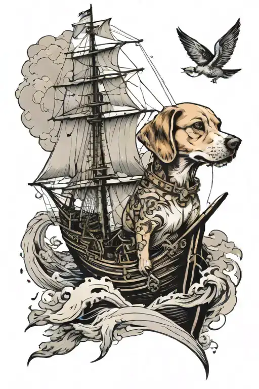 Dog On A Ship Sailing