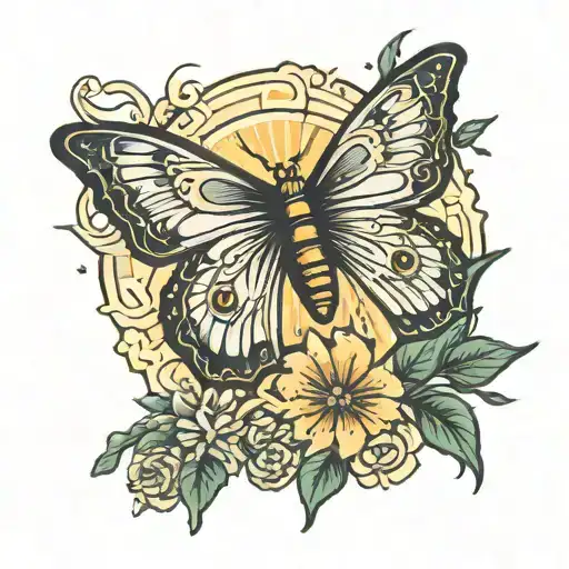 Sun And Butterfly With The Word Jung