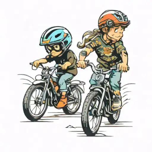 2 Kids Riding Bike Racing
