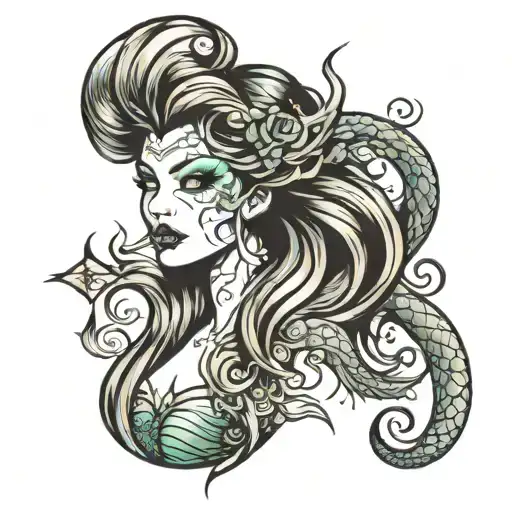 Mermaid Siren Evil Beautiful Face