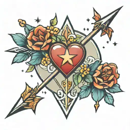 Bethlehem Star And Heart On An Arrow Design