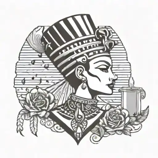 Egyptian Nefertiti Music Note Intertwined