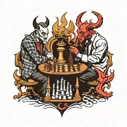 The Lord And The Devil Playing Chess