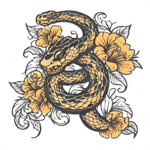 Snake And Flowers