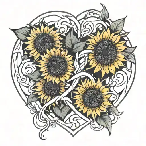 Sunflower Intertwined Hearts