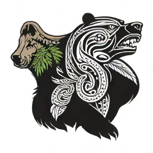 Haida Bear With Native American