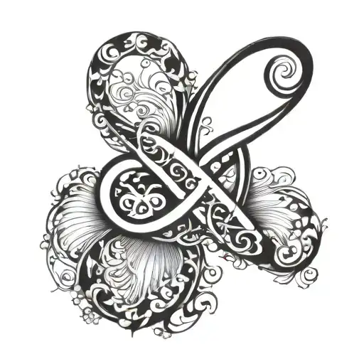 Fine Line Infinity Symbol With Letters S And M