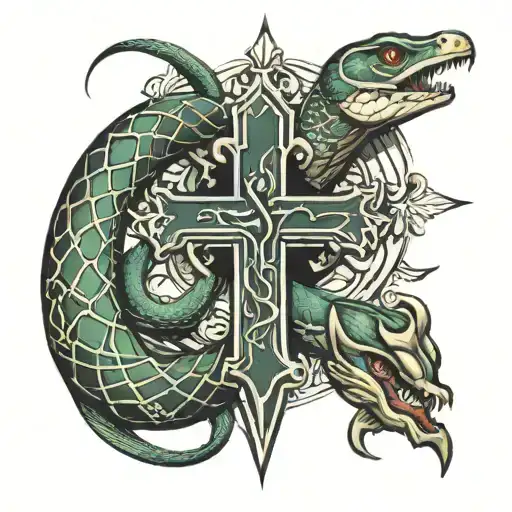 Cross With Snake Wrapped