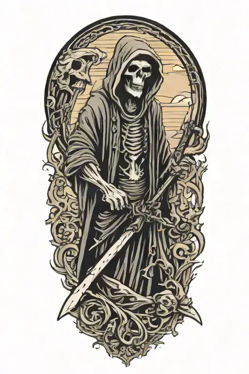 Grim Reaper Holding A Scythe