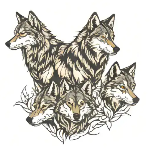 Family Of 4 Wolves 1 Boy And 1 Girl Designed For Father