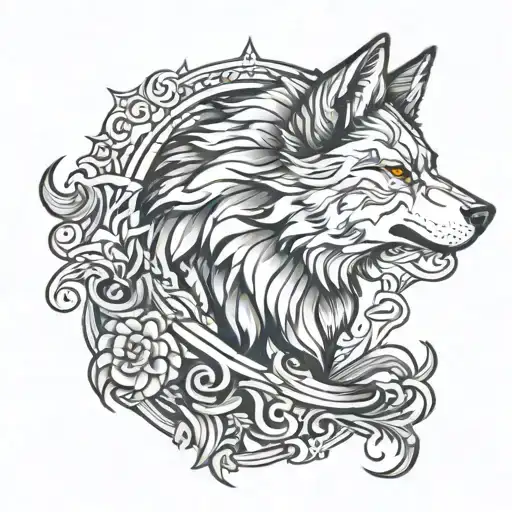 Wolf Head Half White Half Black Grey