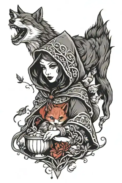 Little Red Riding Hood Very Dark Tattoo Design Inspired