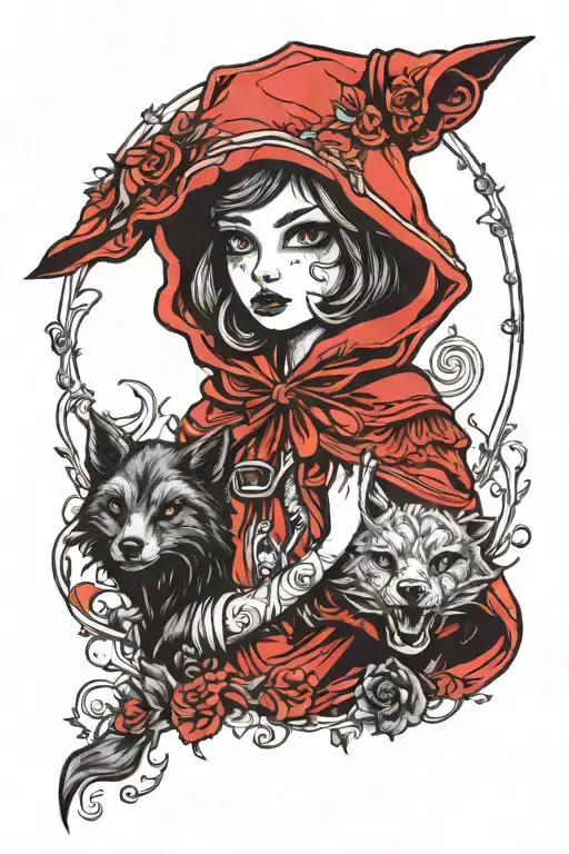 Little Red Riding Hood Very Dark Tattoo Design Inspired