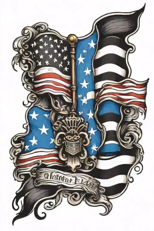 Thin Blue Line Flag Tattaered