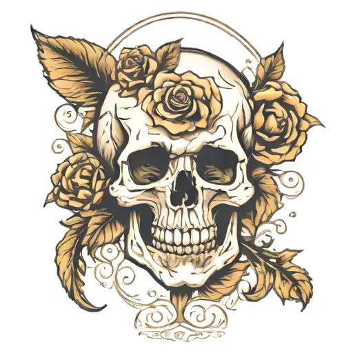 Skull And Flowers