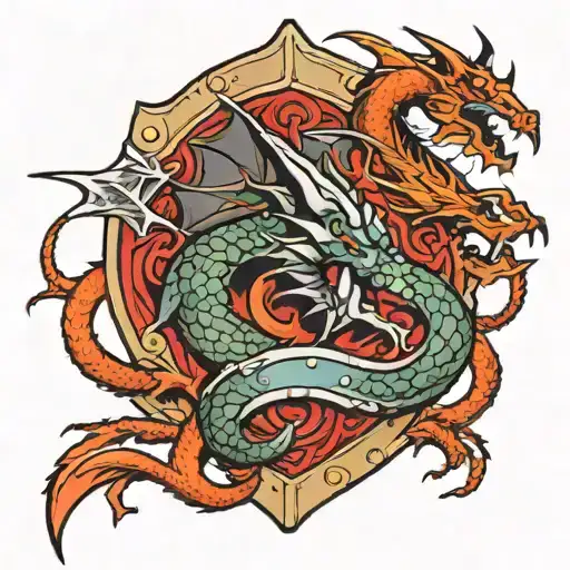 Dragon Holdin Shield Tattoo