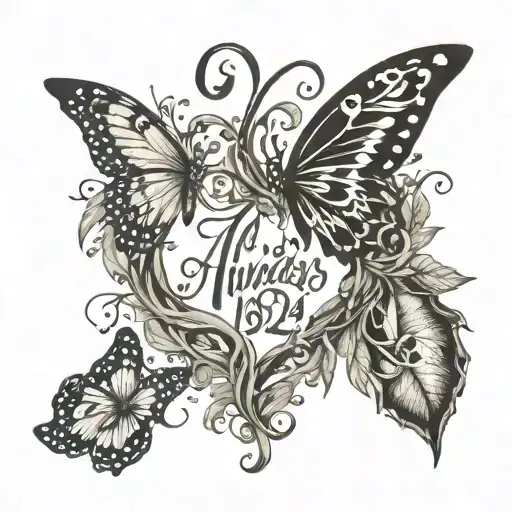 Vines Heart Butterfly The Word Always And The Numbers 224