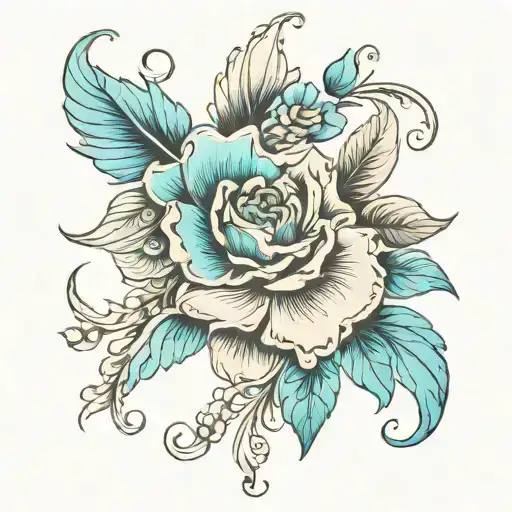 Western Floral Turqoiuse Words