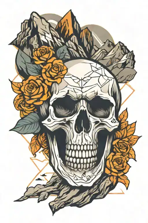 Geometric Moutain Skull Orange