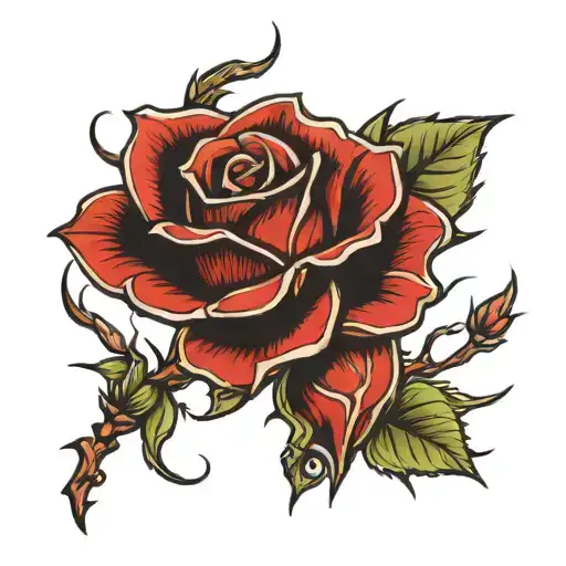 Red Rose With Thorny Stem