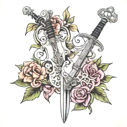 Sword And Viola Entwined In Filigree