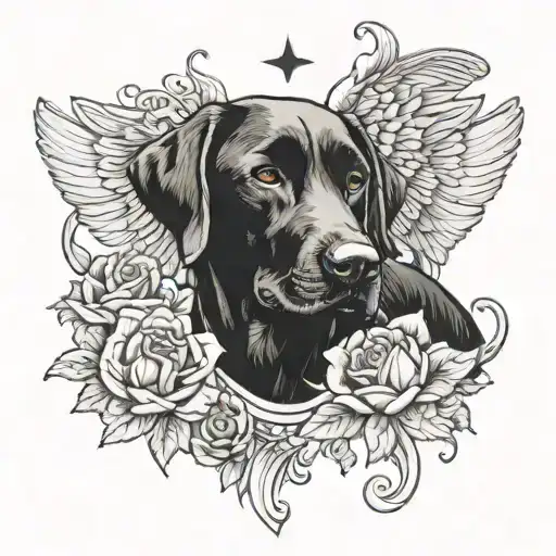 Black Labrador Guardian Angel Watching