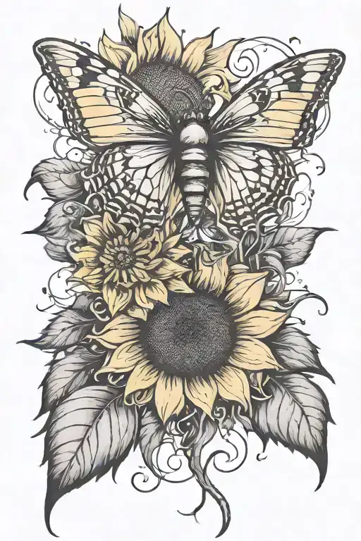 Sunflower And Butter Fly Away