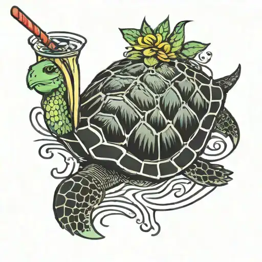 Turtle Eating A Plastic Straw