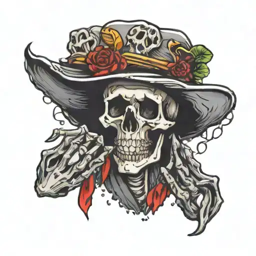 Skelton Hand Hikding 2 Cards Oit Of Water