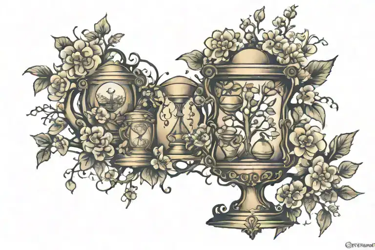 Family Tree With Hourglass And Flowers
