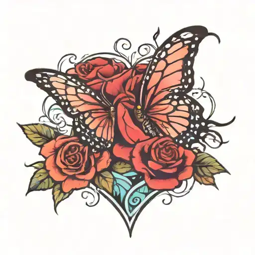Rose Butterfly Heart