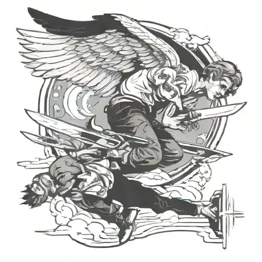 A Plane And A Men Falling Angel