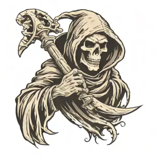 Grim Reaper Holding Scyhte In Forearm