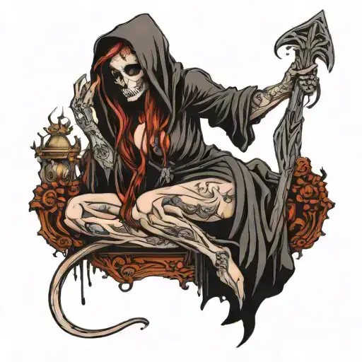 Grim Reaper Woman Body Sexy Girl Sitting