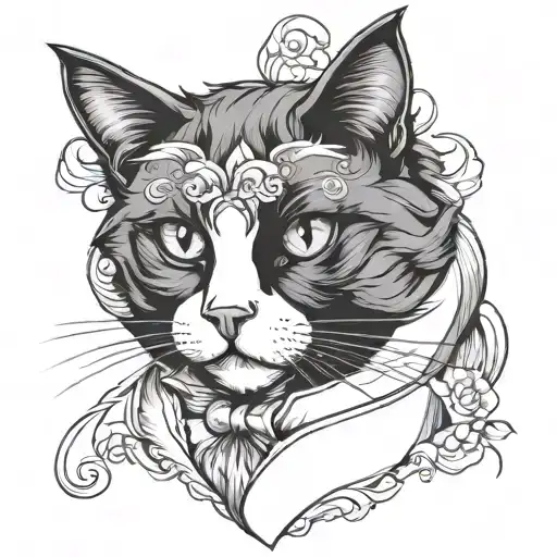 Fluffy Tuxedo Cat Portrait