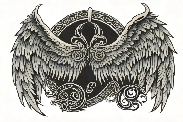 Neo Tribal Angel Wings Black And Grey