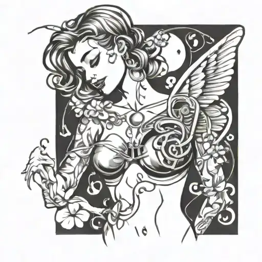 Music Themed Chest Piece Woman No Notes Intertwined