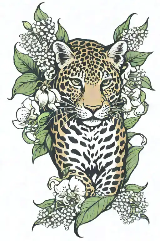 Leopard Body With Lily Of The Valley Flowers
